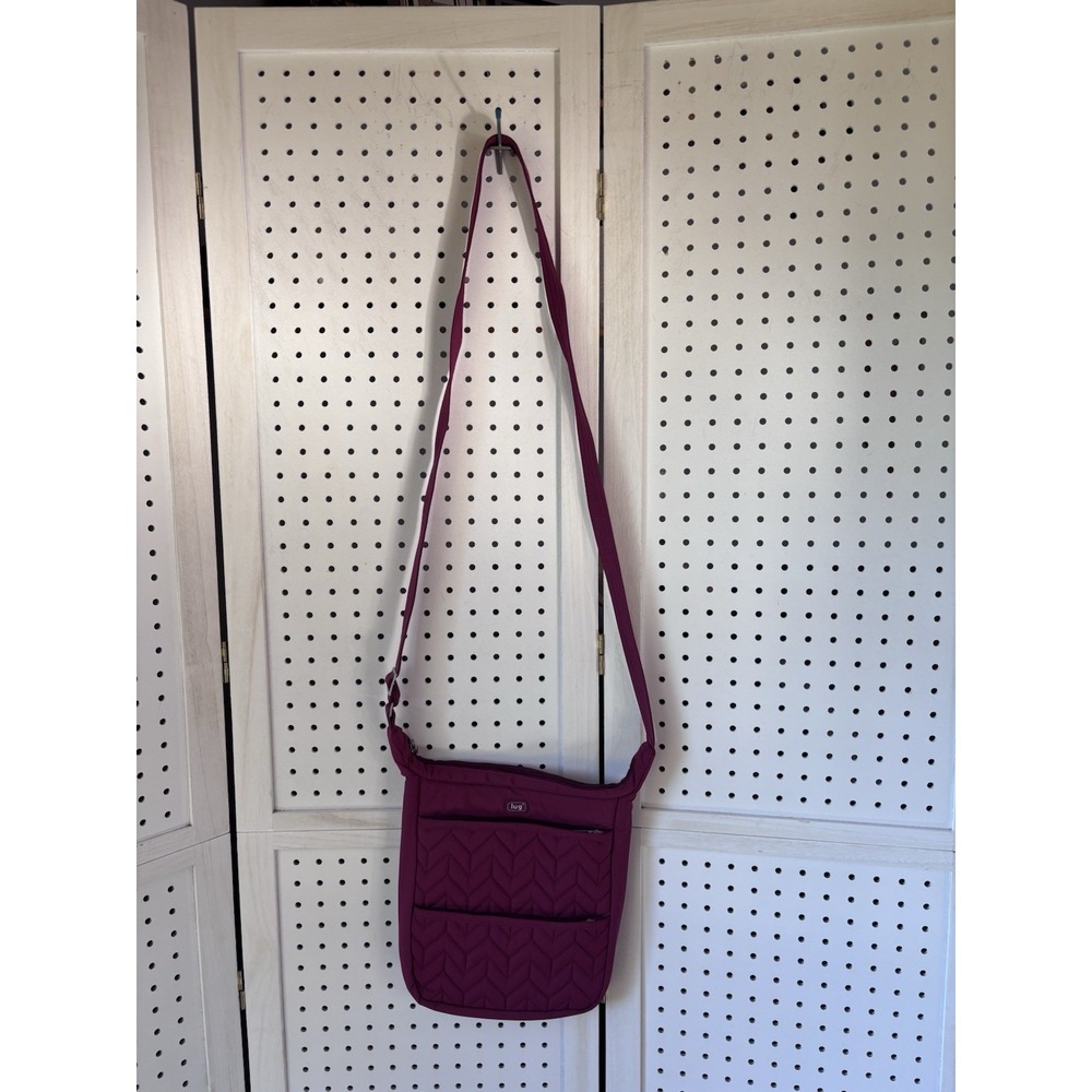 LUG Crossbody Bag Purse Burgundy 3 Zippered Compartments